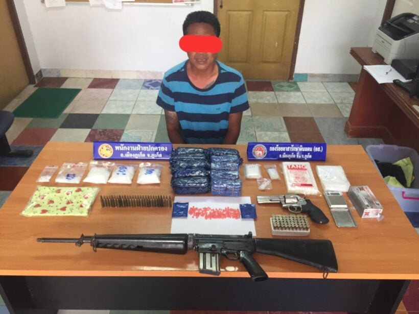 Man arrested with Cat 1 drugs and guns in Phuket