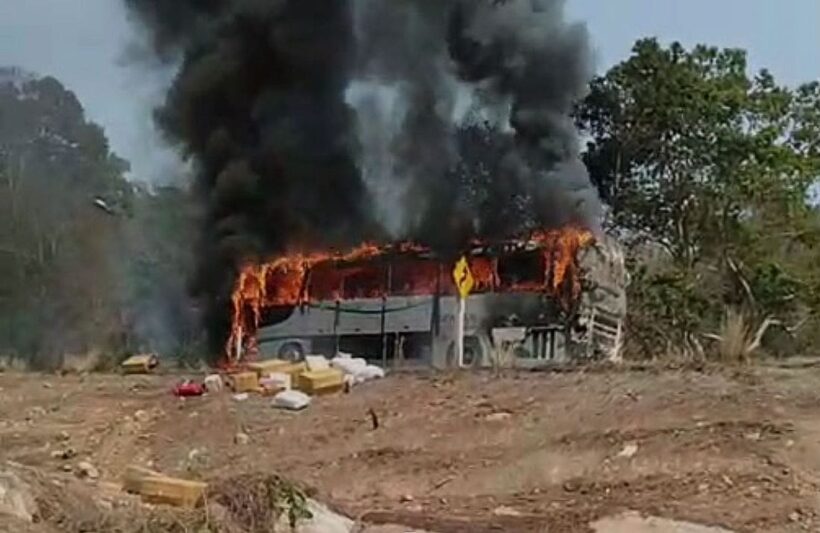 Chiang Mai to Chiang Rai coach bursts into flames – VIDEO