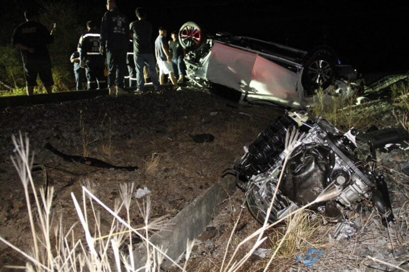 One killed, another injured after train slams into upside-down van in Ayutthaya