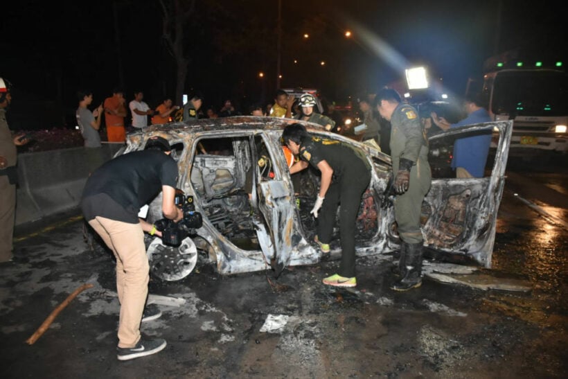 Three die after car bursts into flames in Bangkok