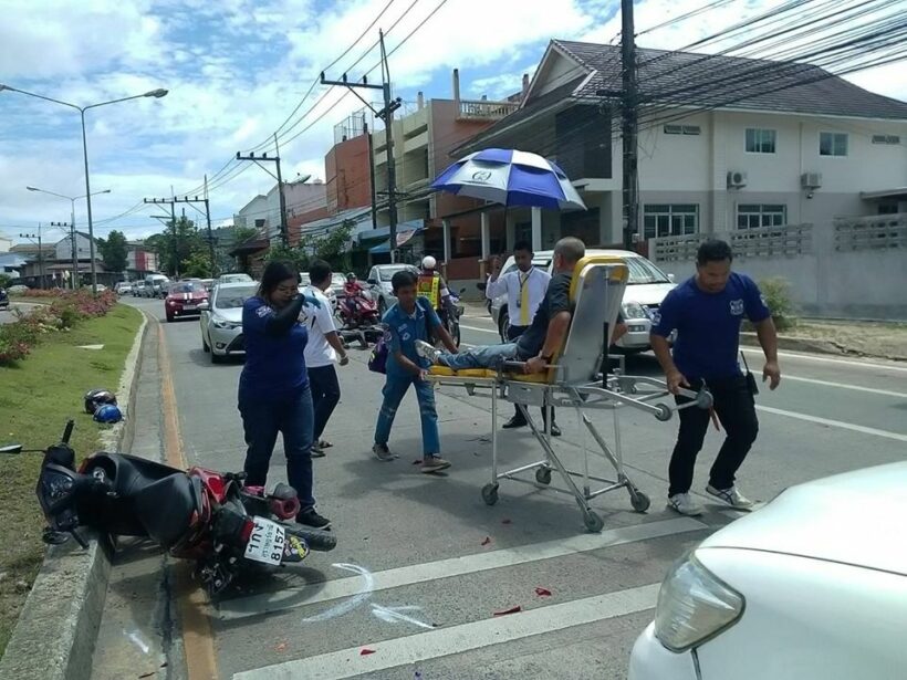 Three motorbike passengers survive after being hit by sedan in Krabi – VIDEO