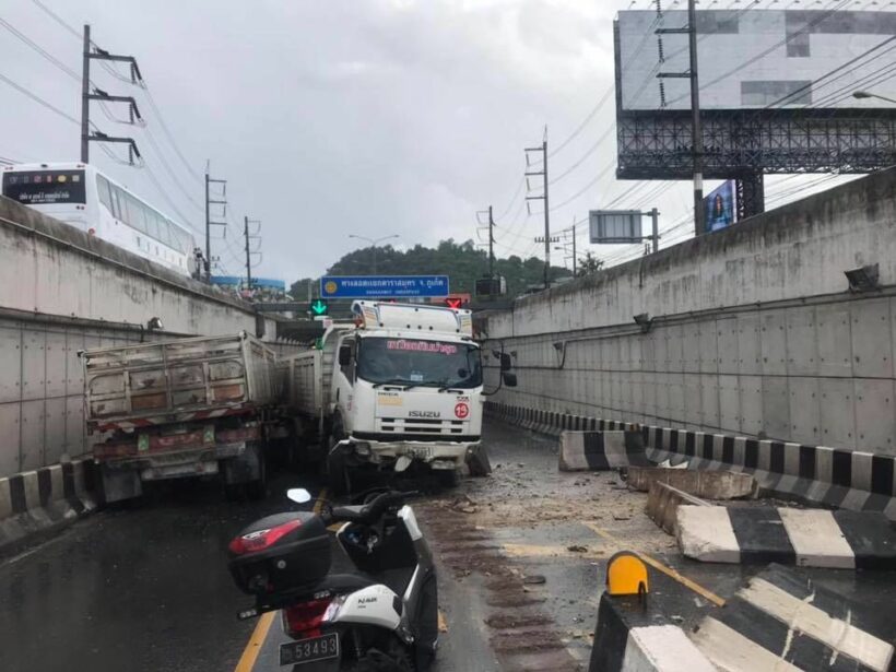 No injury as trailer truck loses control in Phuket Darasamut Underpass – VIDEO