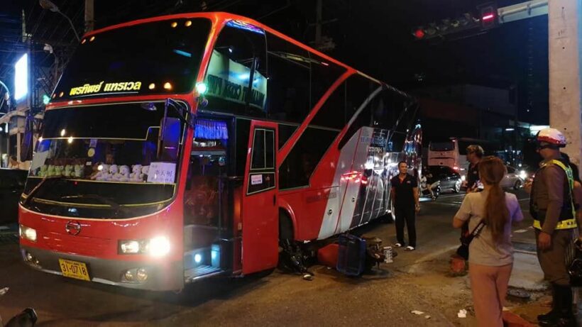 Motorbike driver survives being caught under Chinese tour bus in Pattaya