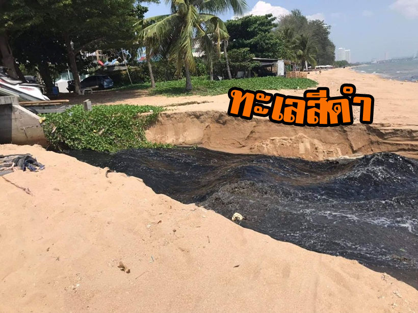 สุดสยอง “น้ำดำปี๋” ไหลลงทะเลพัทยา หาดจอมเทียน เหตุระบบบำบัดพัง | The Thaiger