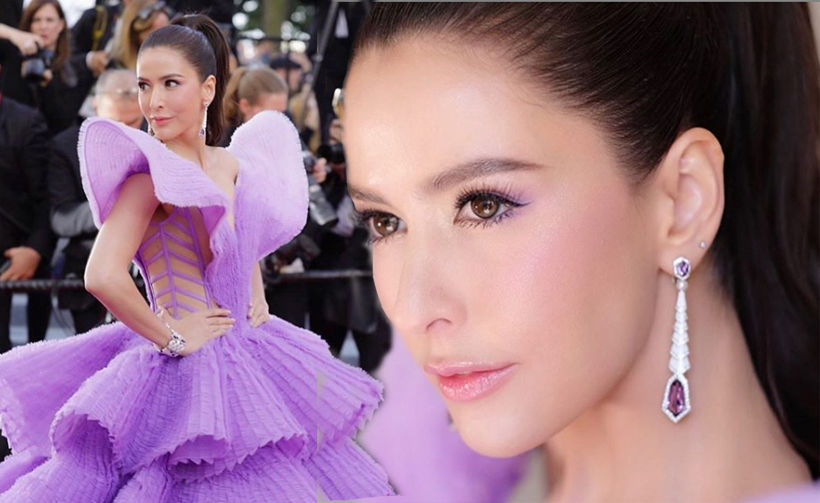 “ศรีริต้า” ลุคที่ 2 ราตรีฟูฟ่องระบายม่วงหวาน โดดเด้งพรมแดงเมืองคานส์ (Cannes 2019) | The Thaiger