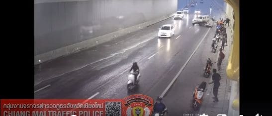 Motorbike riders injured in Chiang Mai underpass – VIDEO