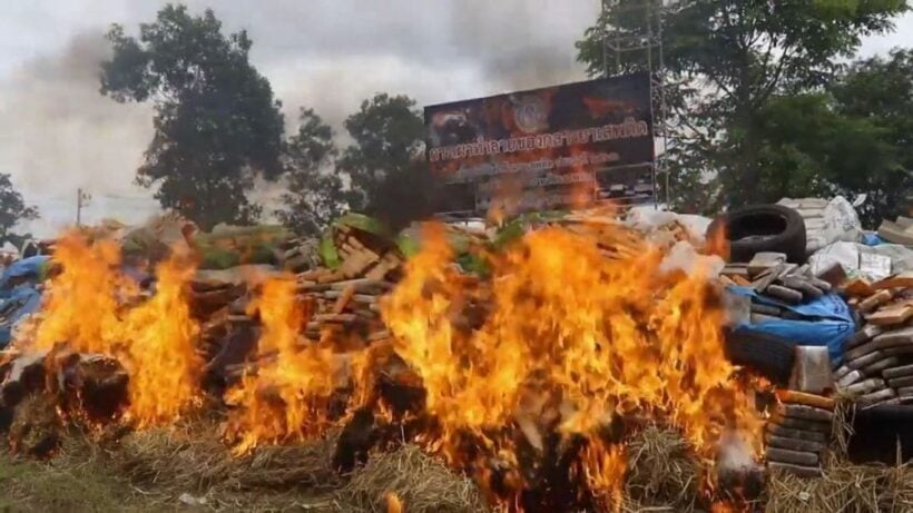 75 tonnes of marijuana and Kratom destroyed in Nakhon Phanom