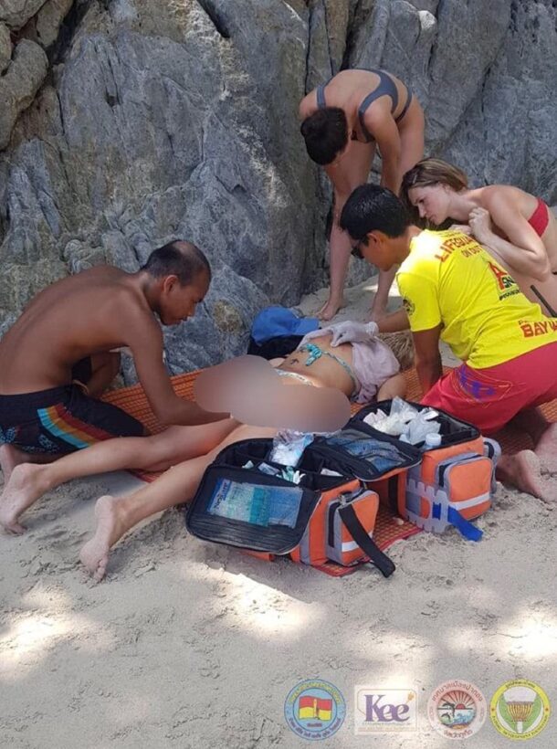 Russian injured after falling from rock taking selfie on Patong beach, Phuket