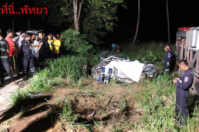 One dead, seven injured as car collides with bus in Chon Buri