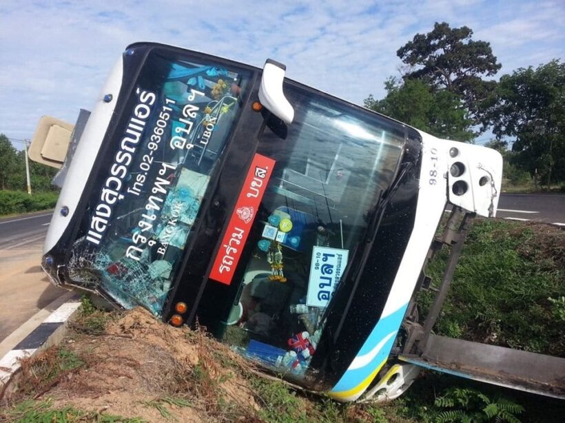 Seven injured after bus rolls over in Sisaket bus incident