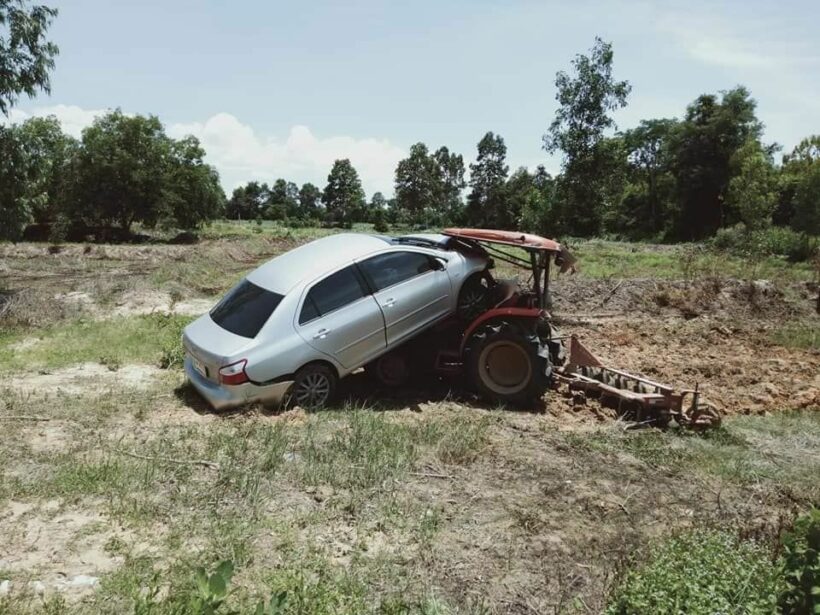 Roi Et tractor driver injured after sedan embeds itself in the driver’s cabin