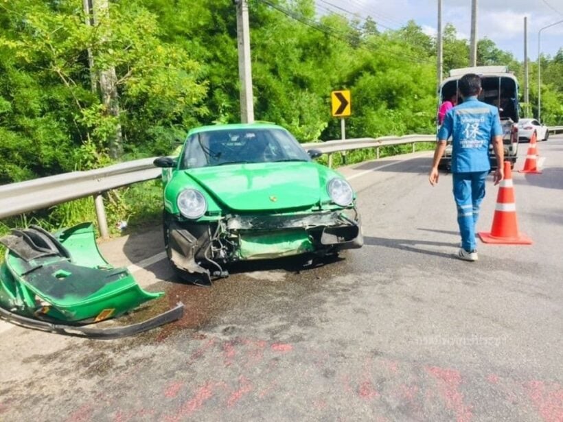 Porsche smashed up but Malaysian driver escapes injury in Krabi | News by Thaiger