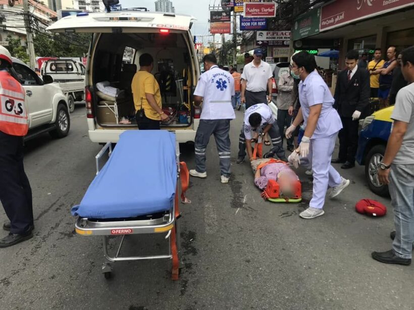 Pedestrian and motorbike driver injured in Pattaya collision