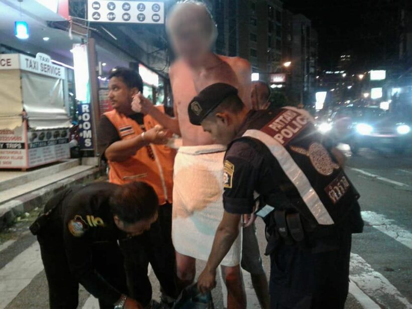 Naked foreigner caught, taken to Chonburi Hospital