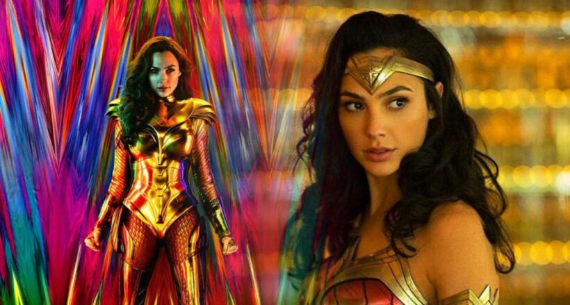 โปสเตอร์แรก Wonder Woman 1984 ในชุดเกราะทองและสีสันฉูดฉาด กำหนดฉายกลาง 2020 | The Thaiger