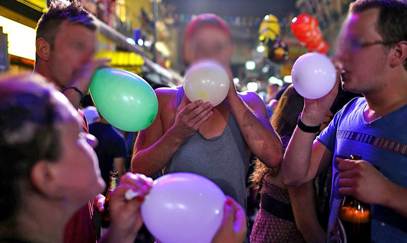 Nitrous oxide balloons in Khao San Road, no laughing matter