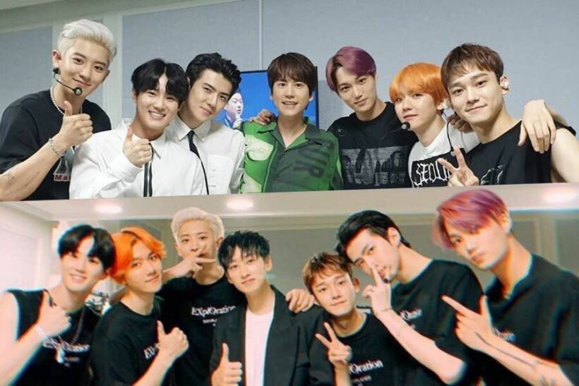 คยูฮยอน อึนฮยอก และอีทึก Super Junior ถ่ายภาพร่วมกับ EXO หลังคอนเสิร์ต | The Thaiger