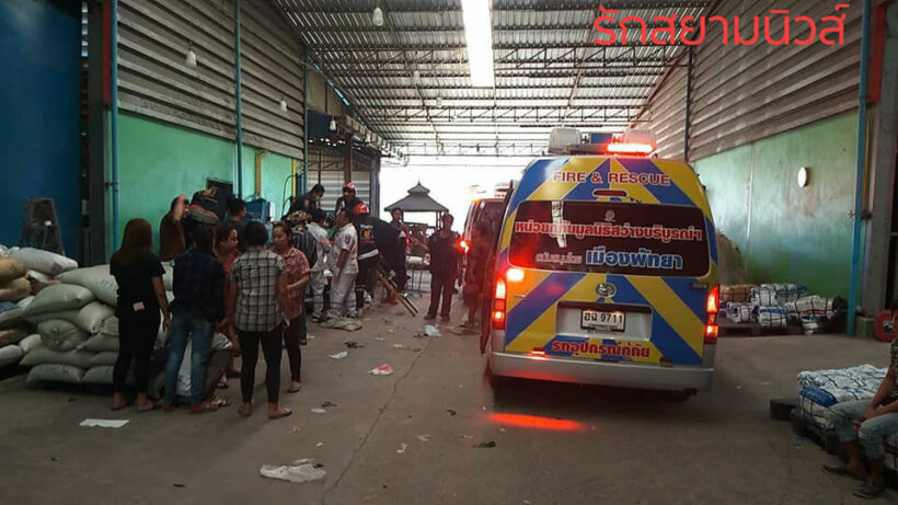 Burmese worker gets his arm stuck in a shredding machine in Pattaya