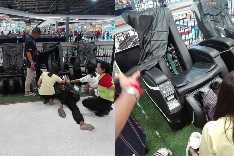 สยอง เก้าอี้นวดสุขภาพบีบคอคุณลุง เร่งช่วยหนีความตาย | The Thaiger