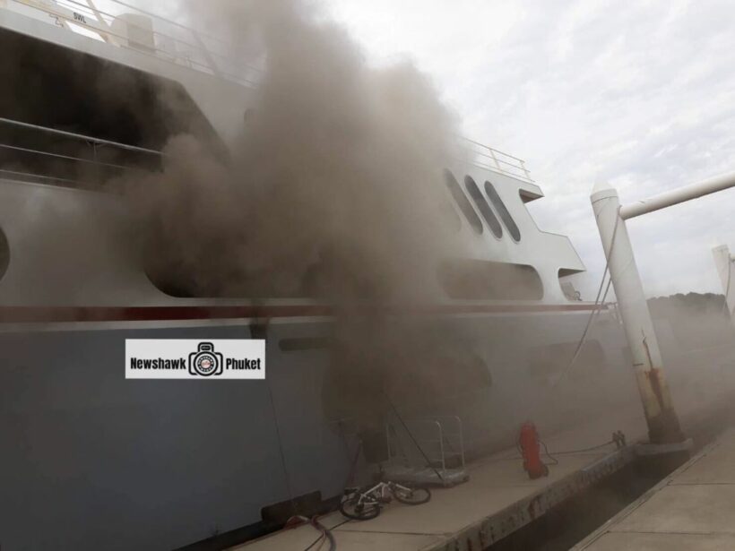 Superyacht ablaze at the Ao Po Grand Marina in Phuket