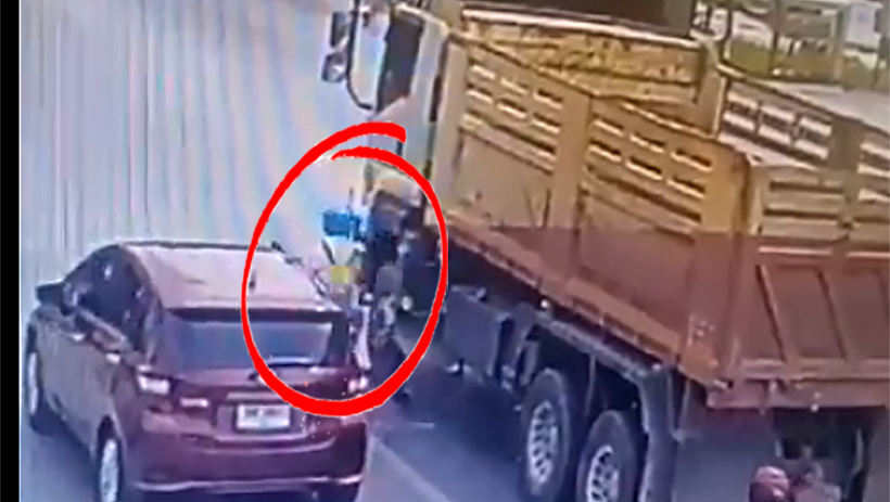 Truck runs over motorcyclist in Phuket Town – VIDEO