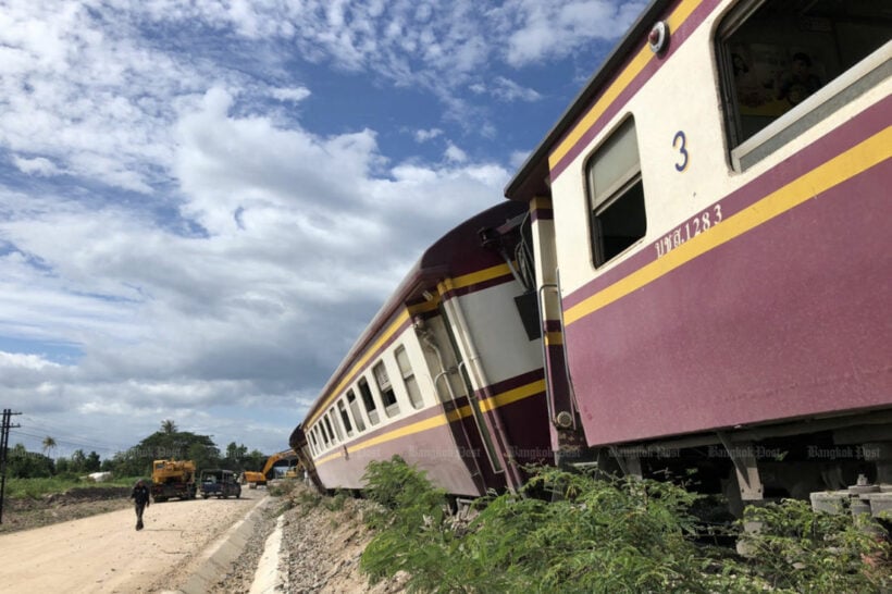 Train derails heading south from Bangkok