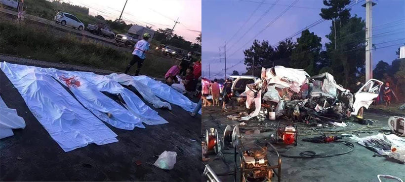 สยอง รถตู้ชนรถพ่วง 18 ล้อ ตายหมู่ 11 ศพ | The Thaiger