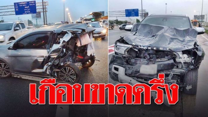 รถออฟโรดชนเก๋งมิราจจอดริมทางเกือบขาดครึ่งสังเวย 2 ศพ | The Thaiger