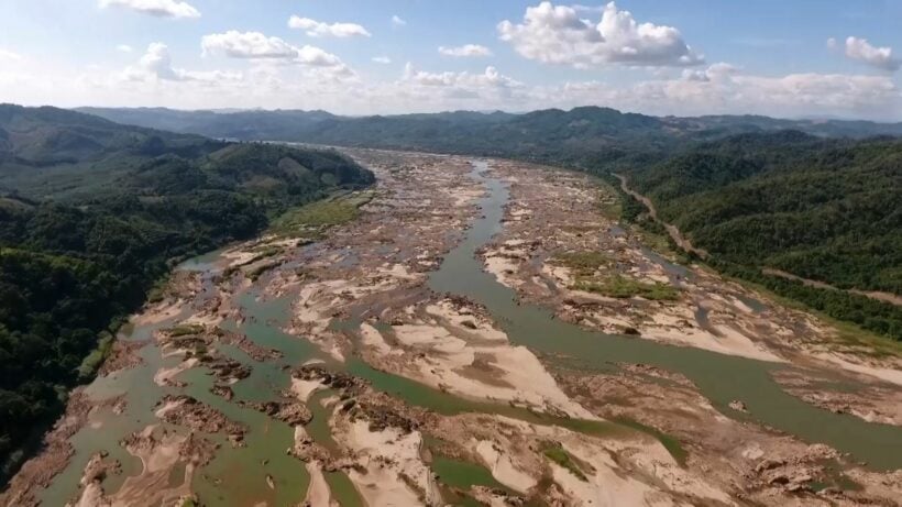 Sand dunes exposed as water in Mekong River falls to critical level