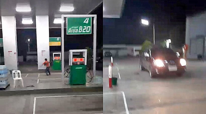 Angry driver terrifies employees at Chonburi gas station