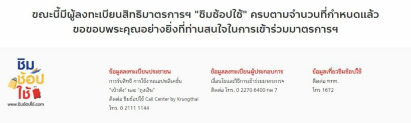 ลงทะเบียนชิมช้อปใช้ วันที่ 9 ตุลาคม แจกเงิน 1000 บาท เต็มแล้ว | The Thaiger
