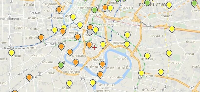 ฝุ่นละออง PM2.5 6 พ.ย. กรุงเทพฯ ค่าสสีส้มกระทบสุขภาพ 16 จุด | The Thaiger