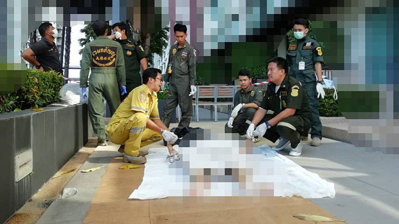 Unidentified naked man in Bangkok death plunge