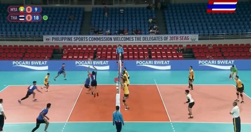 วอลเลย์บอลชายไทยองค์ลง ตบเมียนมาร์ ลิ่วเข้ารอบรองชนะเลิศ | The Thaiger