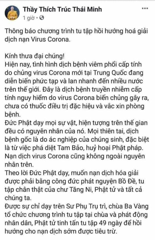 Xử lý trụ trì chùa Ba Vàng tổ chức "hóa giải" virus corona | News by Thaiger
