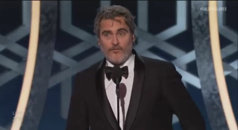 วาคิน ฟินิกซ์ กล่าวสุนทรพจน์ ในงาน Golden Globe Awards 2020 | The Thaiger