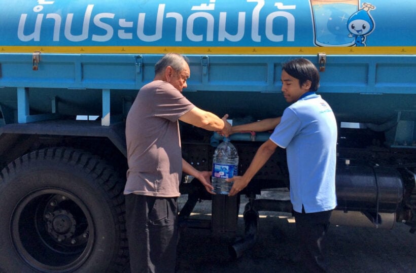 Bangkok authorities roll out the water trucks for free drinking water