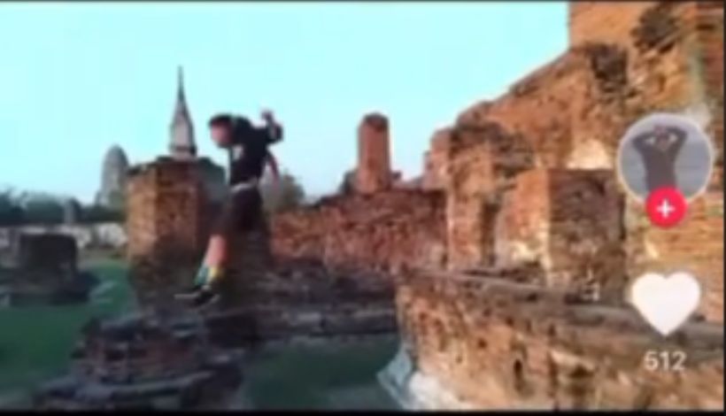 หนุ่มเล่นฟรีรันนิ่ง ไม่เข้าท่า ที่วัดชื่อดังในอยุธยา | The Thaiger