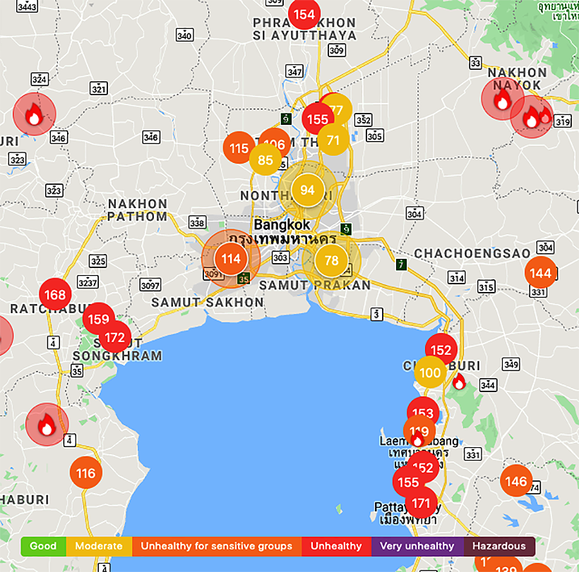 Bangkok's ranks world's third worst air quality. Forecast to be bad for the rest of the week. | News by Thaiger