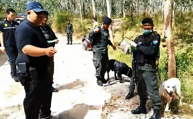 Police and sniffer dogs search for 18 Rohingya who escaped from southern detention centre