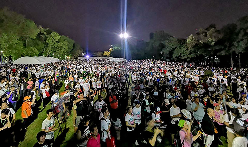 Thousands gather for this morning’s protest running event in Bangkok