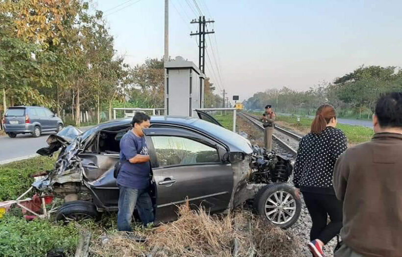 Train hits car in Chiang Mai, family survives