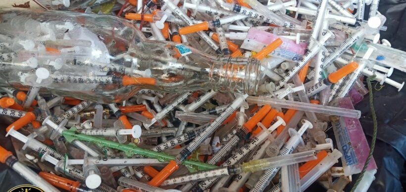 Chon Buri police say illegal beauty clinics dumped dozens of syringes in canal