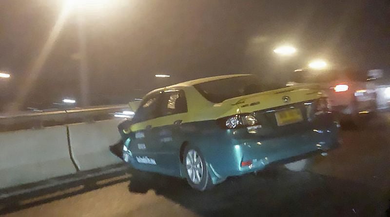 Passenger leaps to safety as taxi crashes, driver asleep