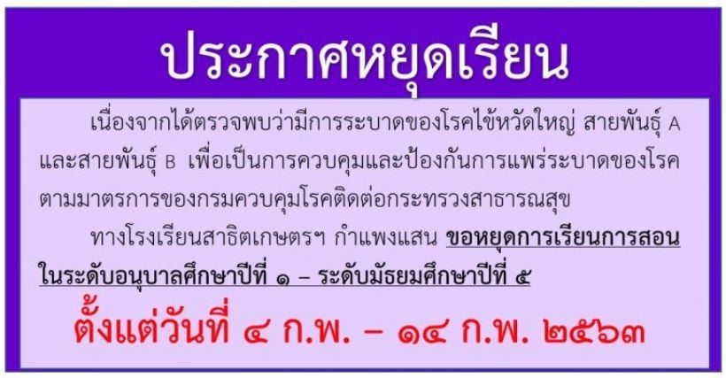 ไข้หวัดใหญ่ระบาด โรงเรียนสาธิตมหาวิทยาลัยเกษตรปิดเรียน10วัน | The Thaiger