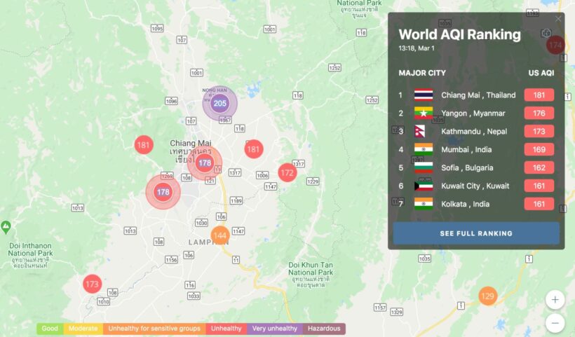 Chiang Mai has the world’s worst air quality for second straight day