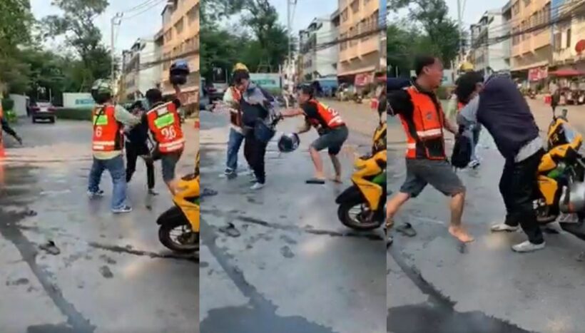 จับแล้ววินหัวร้อนรุมตีแกร็บไบก์ ปรับคนละ 1 พันบาท | The Thaiger