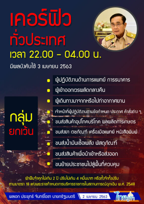 ประกาศเคอร์ฟิว 4ทุ่ม-ตี4 คนกลุ่มใดบ้างได้รับยกเว้น? | The ...