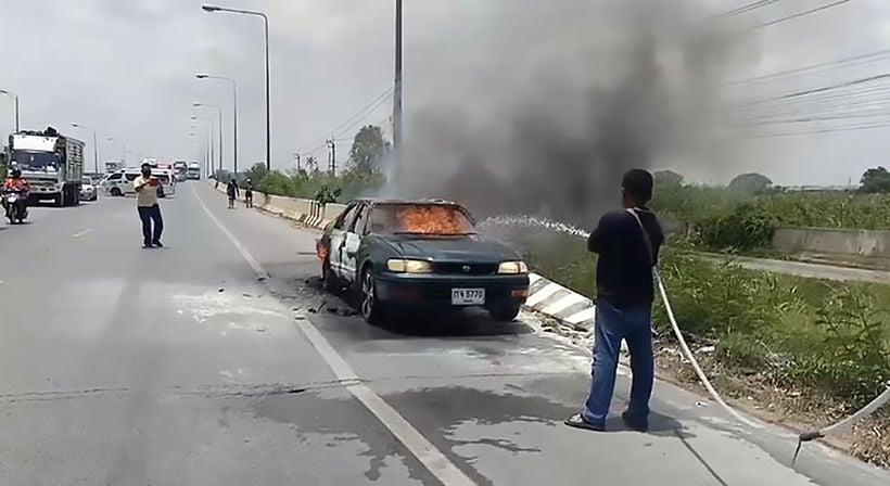 Car bursts into flames on the way home from dealer – VIDEO