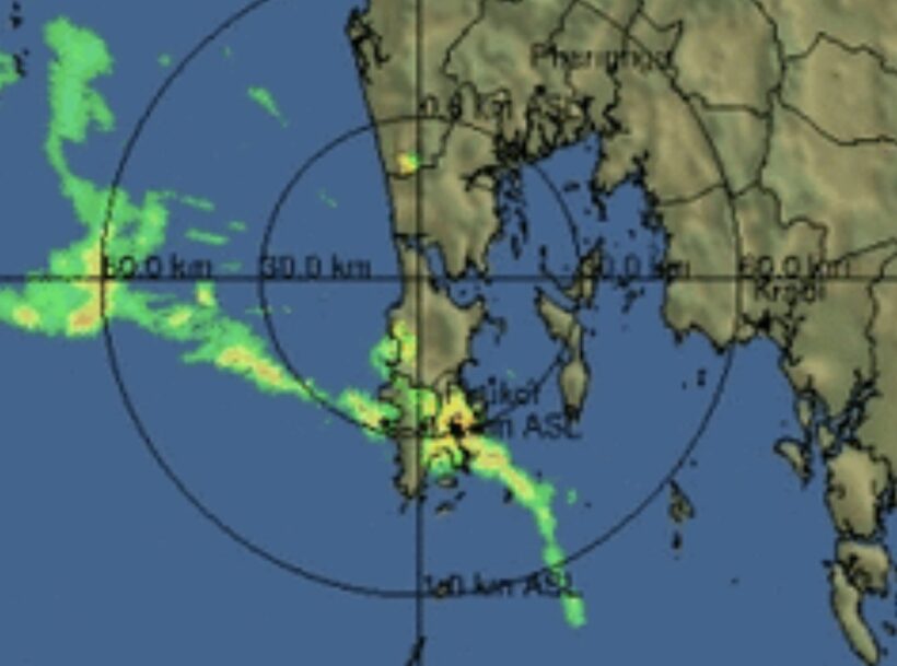 Persistent rain sitting over the middle of Phuket for now. Fill those dams! | The Thaiger